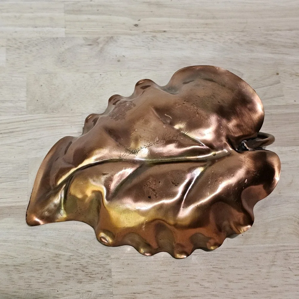 Vintage Gregorian Solid Copper Leaf Dish 6.5